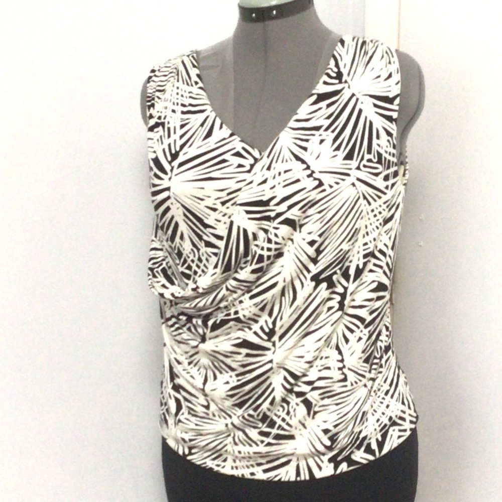 DKNYC Sleeveless V-Neck Faux Wrap Top